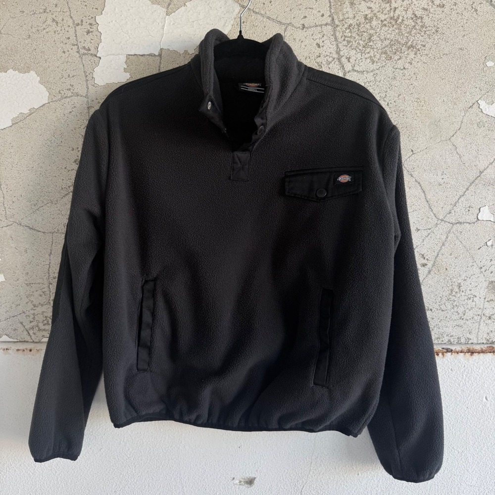 Dickies Fleece Pullover Jacket Quarter Snap Mock Neck Workwear Utility Womens S